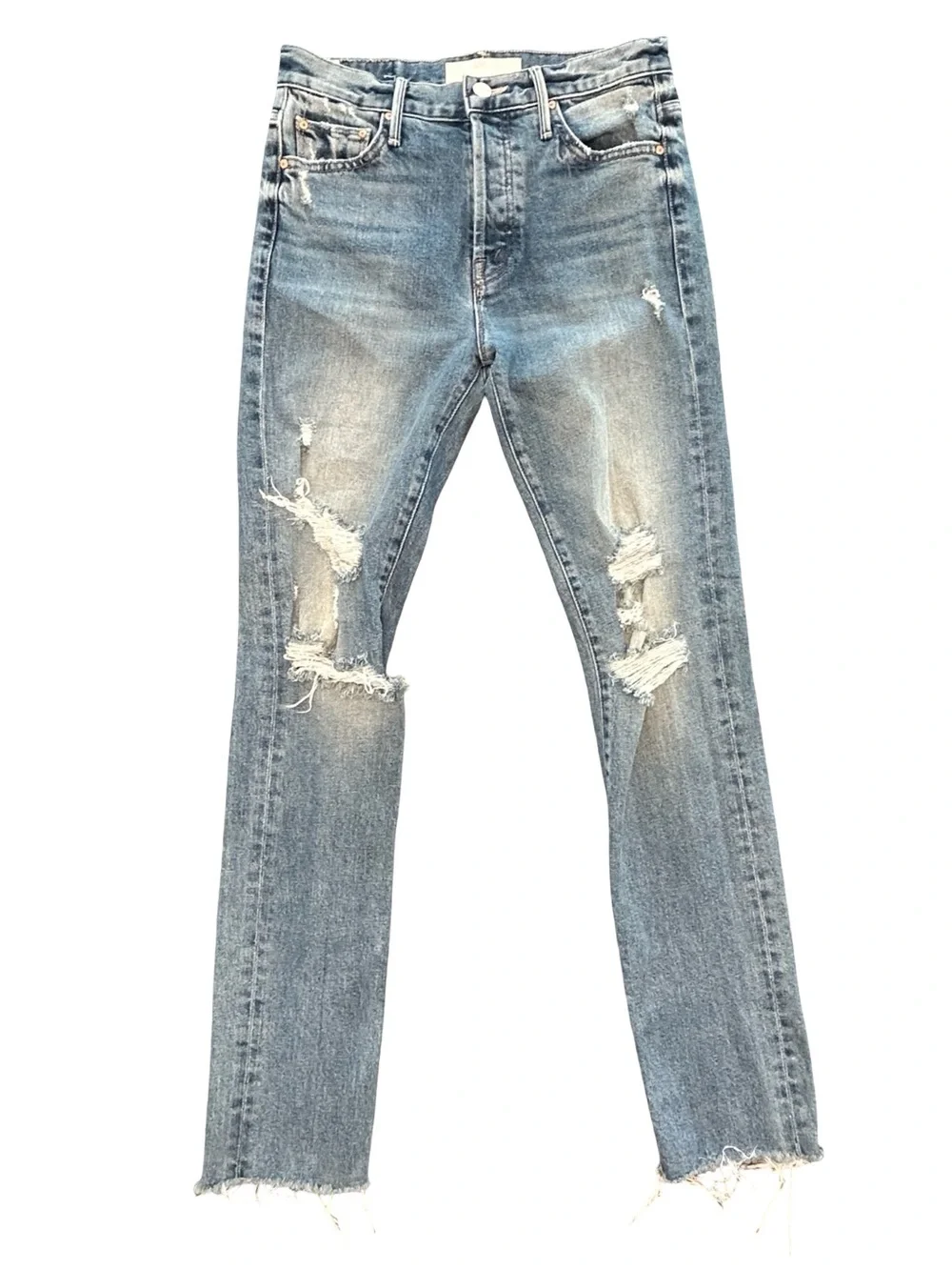 Mother jeans Trickster skimp fray thrill seeker wash raw hem grunge edgy chic 24 - Picture 5 of 15
